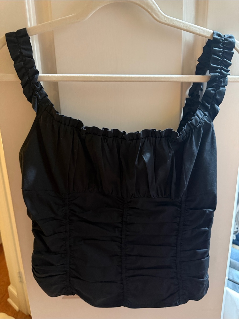 STAUD Nic Ruched Sleeveless Top In Black - Picture 5 of 7